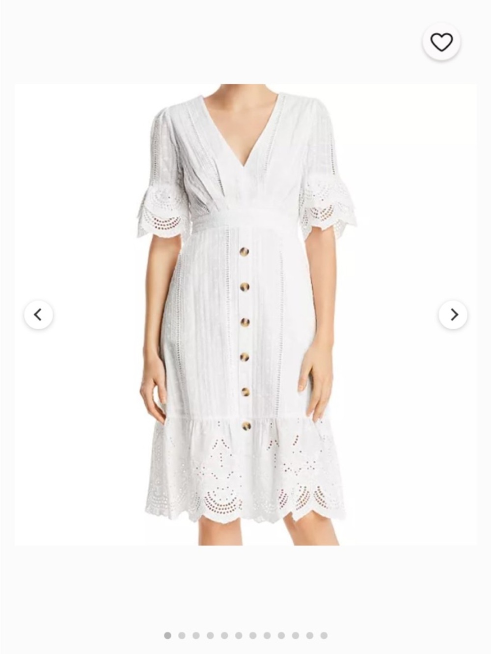 Aqua White Eyelet Button-Front Midi Dress size M cotton 100%